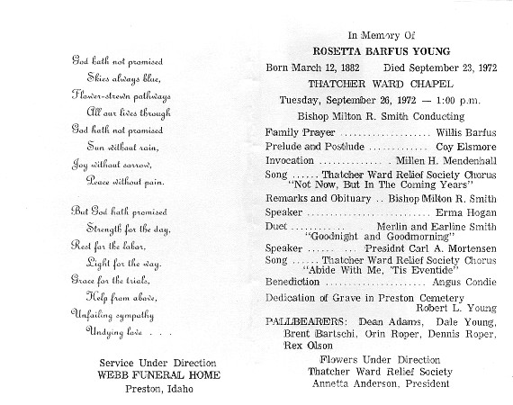 Rosetta's funeral program