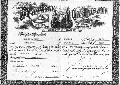 Howard & Irene Young's marriage certificate